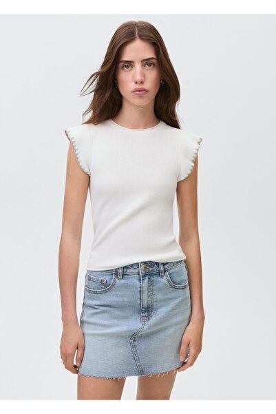 Mango Teen Kenarları dikişsiz denim mini etek