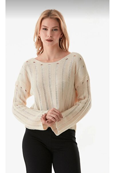 zezecollectıon ZEZECOLLECTİON Taş Yırtıklı Triko