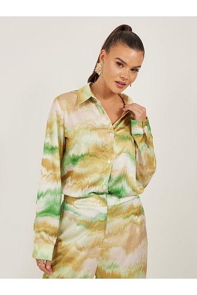 Styli Ombre Print Buttoned Oversized Shirt