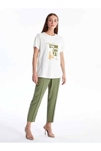 LC Waikiki New Season Crew Neck Printed Short Sleeve Women's T-Shirt - S4Na71Z8