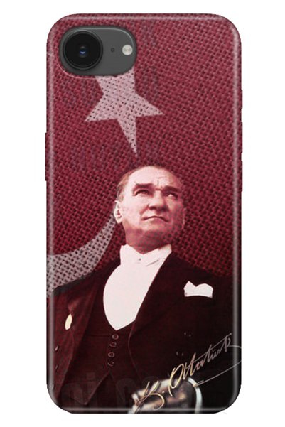 Cekuonline حافظة آيفون 16E ملونة من السيليكون المطبوع TPU M.K Ataturk