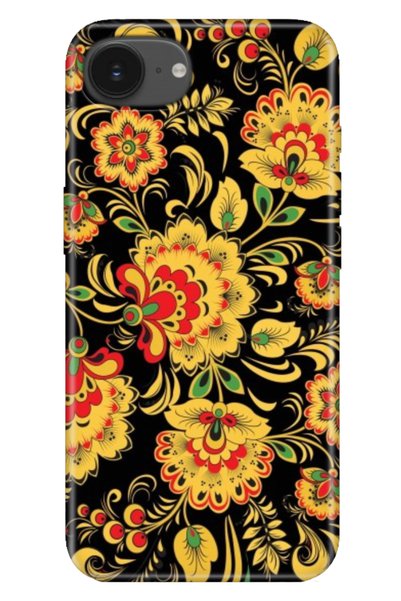 Cekuonline غطاء سيليكون متوافق مع هاتف iPhone 16E بتصميم Khokhloma