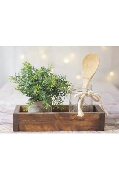Metmobilya Ahşap Saksı Sukulent Bahçe Çiçeği Ağaç Saksılık 40x11