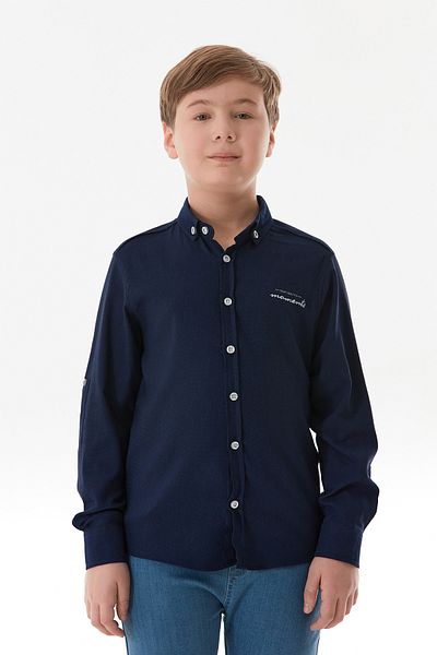 Fulla Moda Риза за момче с подгънати ръкави