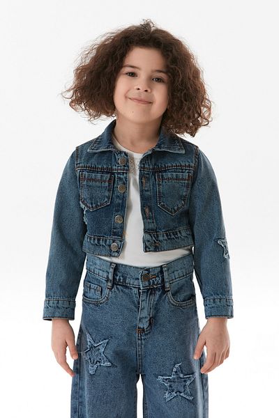 Fulla Moda Jachetă de blugi pentru fetiță cu broderie cu stele