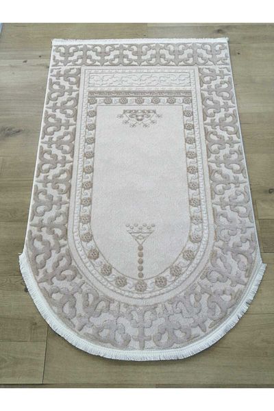 PIRLANTA Cirağan Oval Thick Soft Surface Shiny Yarn Prayer Rug 77X125 cm Beige