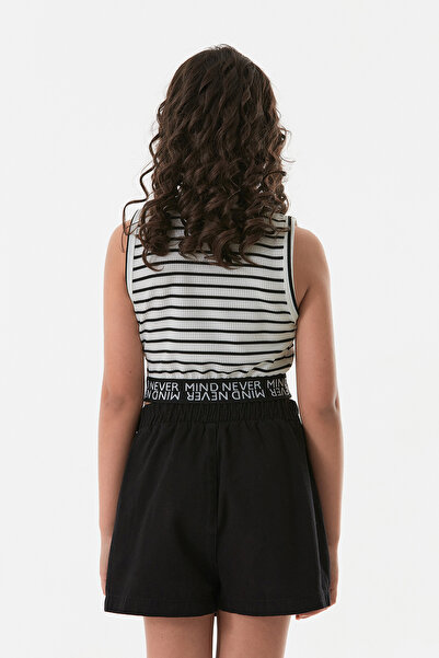 Fulla Moda Striped Corded Elastic Waist Girl's Crop Body