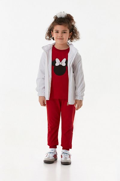 Fulla Moda 100% Cotton Bow Detailed Printed Jogger 3-Piece Girl's Set