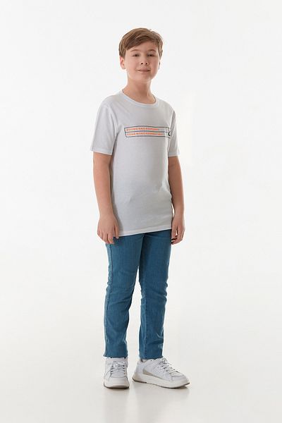 Fulla Moda Μπλουζάκι για αγόρι από 100% βαμβάκι με στάμπα με κείμενο στο μπροστινό και πίσω μέρος