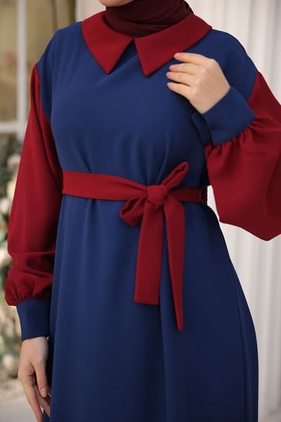 hacer ayaydın Φορητό Φόρεμα Hijab με Πολύχρωμες Μανσέτες