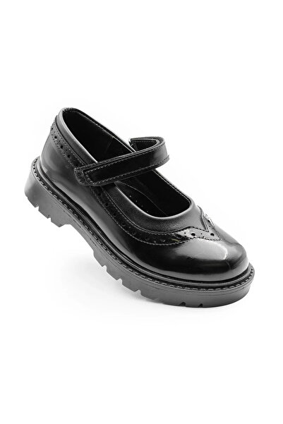 Şahnur Pantofi pentru fete Babet Black Velcro pentru petrecerea timpului libe...