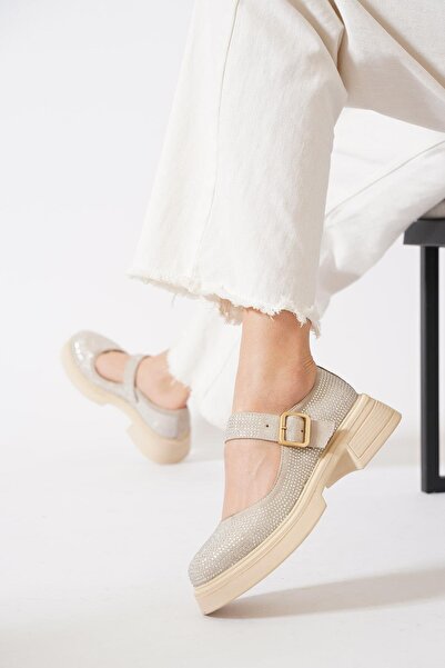 Moda Pie Noktes Complete Sa kamenčićima Sa šalom Ženske cipele bež Antilop