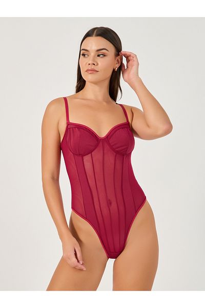 Styli Mesh Panel Underwired Bodysuit