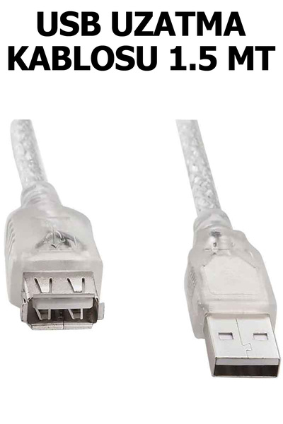 Plus Bilişim Usb Uzatma Kablosu 1.5 Metre Erkek - Dişi Usb 2.0 Yüksek Hız Şef...