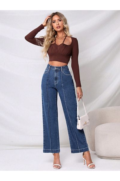 Kotty By Styli High-Rise Straight Fit Stretchable Jeans