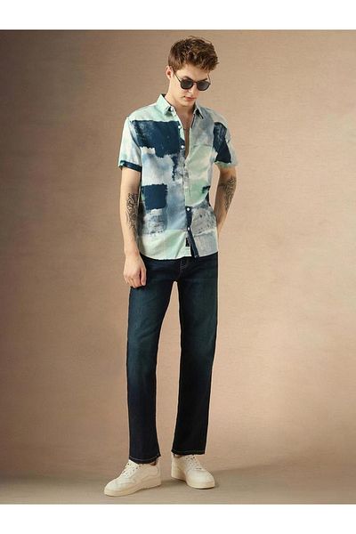 Dennis Lingo By Styli Printed Spread Collar Short Sleeves Shirt