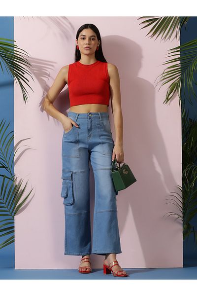 Kotty By Styli High-Rise Wide Leg Cargo Jeans