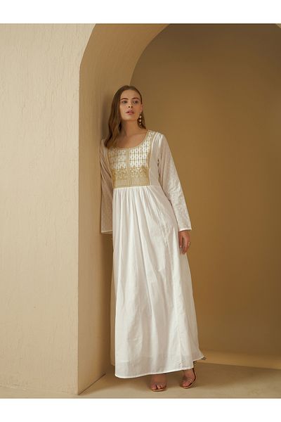 Styli Embroidered Square Neck A-Line Jalabyia