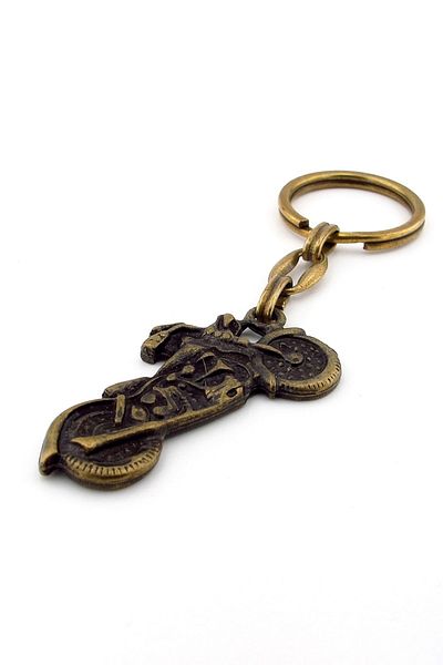 Solfera Chopper Cruiser Motorcycle Engine-Shaped Antique Bronze Metal Keychain Kc240