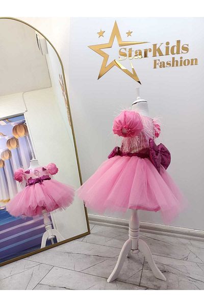 Star Kids Rochie tutu roz pentru fete, costum roz pentru fete cu design exclusivist