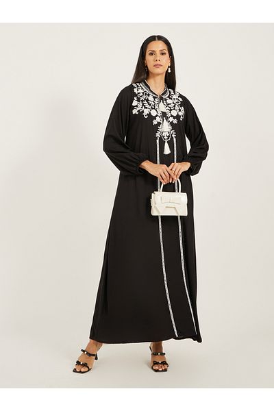 Maxim Creation By Styli Embroidered Balloon Sleeve Kaftan with Tassel Detail
