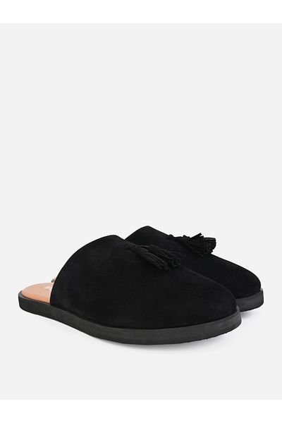 Styli Suede Clogs with Tassel Detail