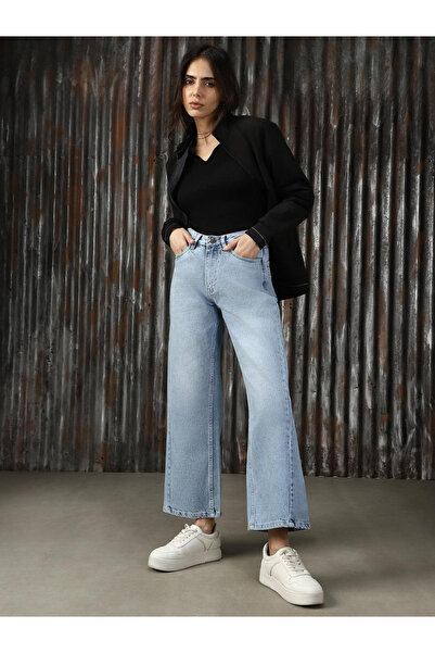 High Star By Styli بنطال جينز بقصة عادية وباهت وخصر مرتفع