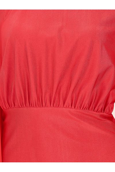 Styli Plain Cape Sleeves Round Neck Midi Dress