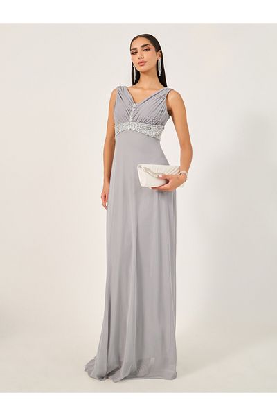 Styli Embellished Sleeveless A-Line Maxi Dress