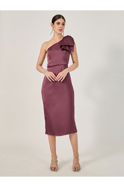 Styli Satin Bow Detail Sleeveless Sheath Midi Dress