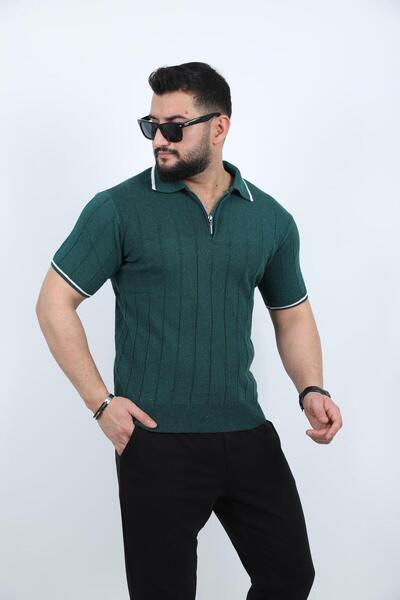 CLASSİCS MEN تي شيرت محبوك للرجال بياقة بولو وأكمام قصيرة