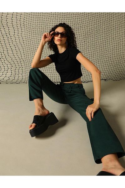 Hubberholme By Styli Solid Mid Rise Pants with Belt Loops