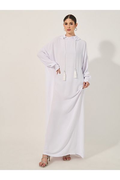 Styli Oversized Hooded Jalabyia with Tassel Detail