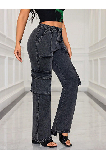 Kotty By Styli High Rise Straight Leg Cargo Jeans