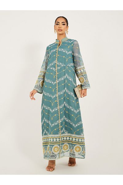 Styli Embroidered Collared Jalabiya
