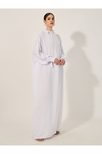 Styli Oversized Hooded Jalabyia with Tassel Detail