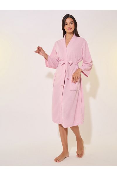 Styli Textured Long Sleeve Waist Tie-Up Robes