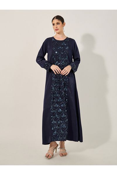Styli Embellished Sequined Round Neck A-Line Jalabyia