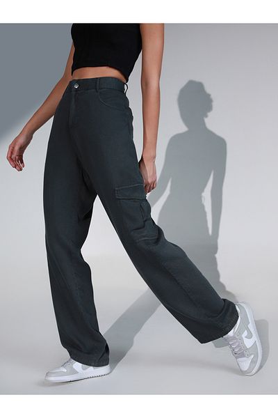 Hubberholme By Styli Solid High Rise Cargo Pants