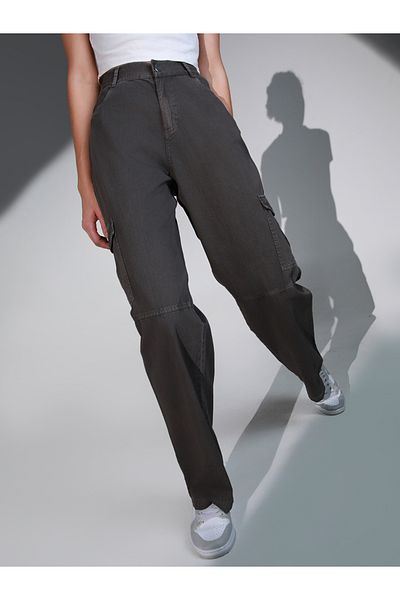 Hubberholme By Styli Solid High Rise Cargo Pants