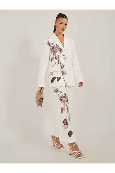 Styli Floral Print Pleated Wide Leg Pants