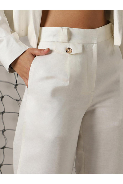 Hubberholme By Styli Solid High Rise Trousers with Belt Loops