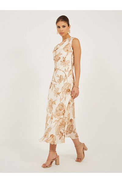 Styli Printed Sleeveless A-Line Midi Dress