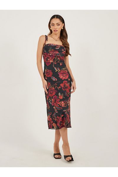 Styli Print Strappy Sheath Midi Dress