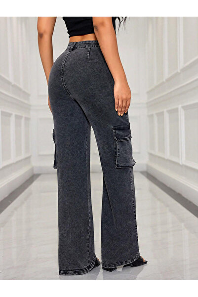 Kotty By Styli High Rise Straight Leg Cargo Jeans