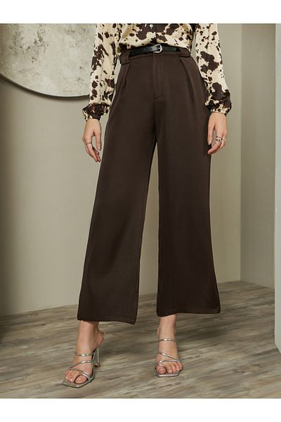 Styli Mid Rise Wide Leg Belted Pants