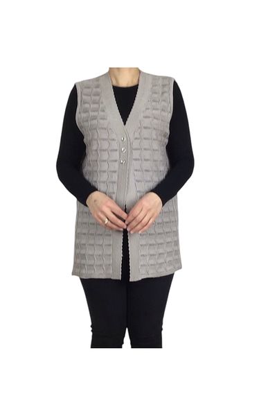 ECE GİYİM Women's Front Three Button Thin Sports Short Mercerized Vest