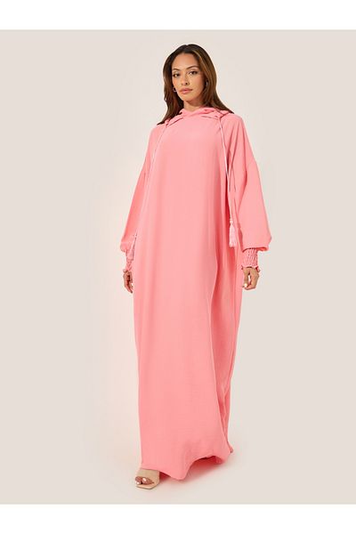 Styli Oversized Hooded Jalabyia with Tassel Detail