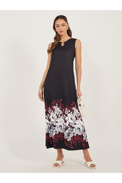 Styli Print Sleeveless A-Line Maxi Dress