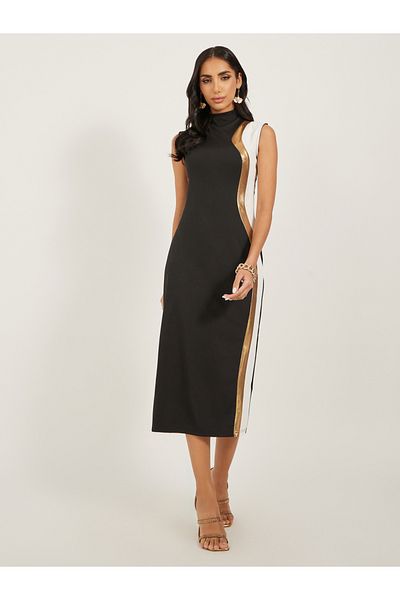 Styli Print Sleeveless Sheath Midi Dress